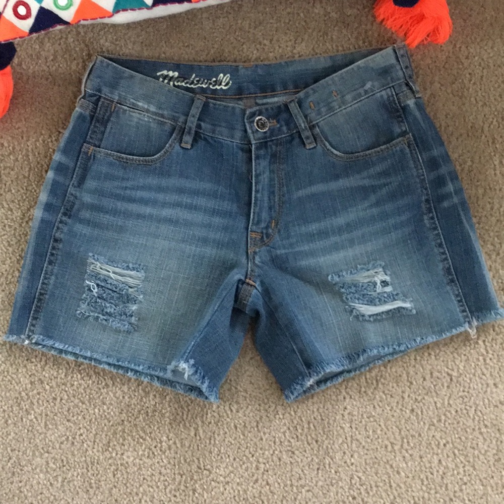 Madewell distressed, denim shorts, size 26